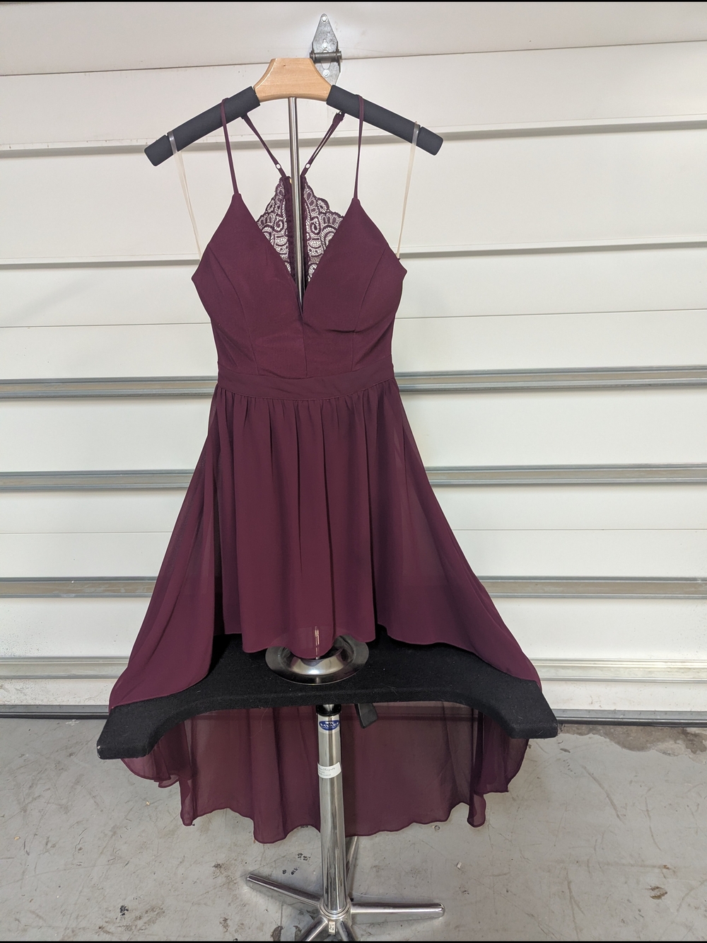 Emerald Sundae Wine High-Low Spaghetti Strap Dress